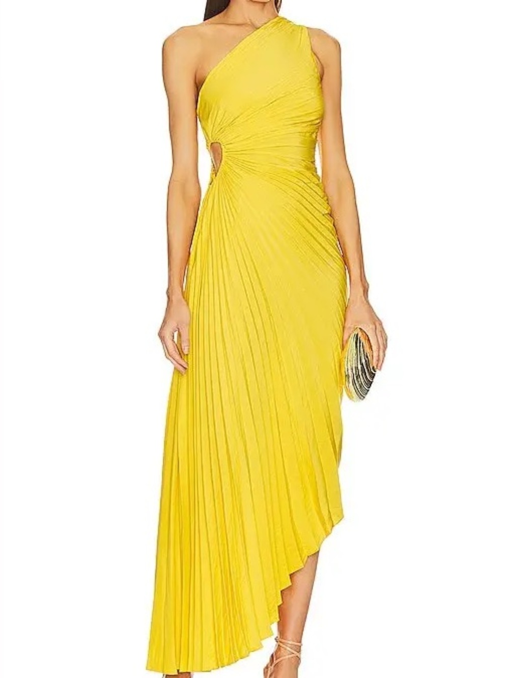 A.L.C. Delfina asymmetric one-shoulder plissé-chiffon midi dress